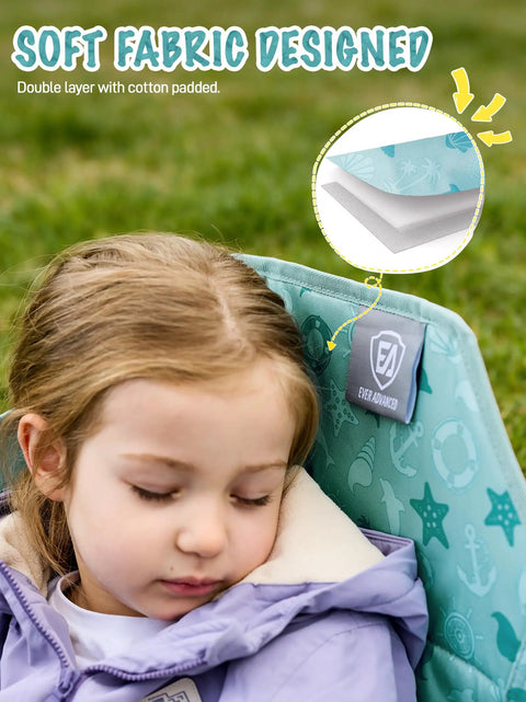 Young girl resting on a Kids Hammock Chair Foldable With Stand, showing soft fabric design with double-layer cotton padding.
