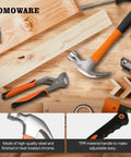 218 Piece Home Tool Kit With Plastic Toolbox Storage Case Essential DIY Hand Tools including hammer, pliers, and wooden surface