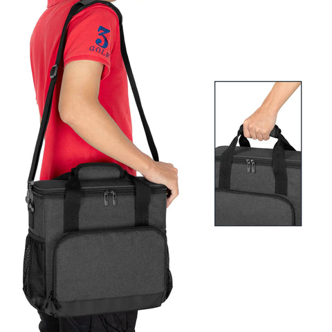Person carrying Travel Coffee Maker Carrying Bag For Keurig K Mini And K Mini Plus with padded handles and shoulder strap