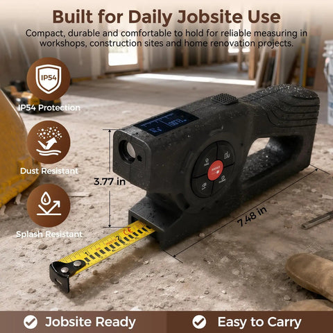 Hella Precise 393Ft Digital Tape Measure And 3 In 1 Laser Ruler With 16 Ft Steel Blade For No Sweat Area Volume Pythagorean Readings Built Tough For Diy Crews And Job Site Renos