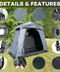 All Weather Outdoor Bike Storage Tent And Gear Shelter Extra Large Portable Waterproof Shed Easy Set Up with features