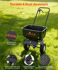 Push Lawn Spreader With 12 Foot Spreading Width, 80 Lb Hopper, All Terrain 10 Inch Tires, Easy To Use Walk Behind Broadcast Spreader