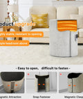 Under Desk Heater For Home Or Office Quiet Portable Space Warmer next to couch showing interior heat element and stability features
