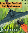 Extra Long Turf Rake For Artificial Grass Built Tough Heavy Duty Astro Turf Bristle Brush For Leaves Removal Rust And Abrasion Resistant Back Friendly Ergonomic Two Piece Handle 62 Inch Non Slip Design with bonus gloves