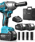 Cordless Impact Wrench Half Inch Drive 1300Nm 960 Ft Lbs Torque Compact Power Tool With Dual 5Ah Li Ion Batteries And Fast Charger IW810 Purple Heavy Duty Lug Nut Removal And Automotive Repair