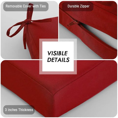 Waterproof Outdoor Bench Cushion 3 Inch High Density Foam Replacement Seat Pad For Patio Porch Swing 42 By 18 Inches Red With Ties For Garden Backyard Built To Last All Weather Furniture