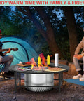 Camping scene with 38 Inch Fire Pit Surround Tabletop for Smokeless Fire Pit, suitable for Bonfire Ranger Tiki accessories.