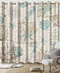 Nautical Theme Window Curtains Two Panels 42x63 Inches Each Blackout Insulating Drapes with coastal motifs like sailboats and starfish