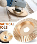 Three Piece Angle Grinder Polishing Pad Set For Four And A Half Inch Grinders Wood Carving Discs in use on wood surface