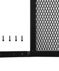 Corner view of adjustable door grille for 30 to 36 inches wide doors with screws, bronze finish, mesh panel visible