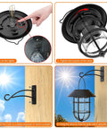 Outdoor Solar Lanterns With Hooks instruction steps for easy setup and installation on a sunny day, waterproof rust-resistant aluminum lantern
