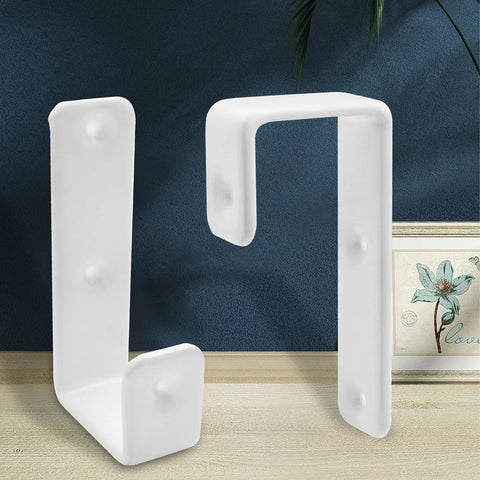 Heavy Duty Bunk Bed Ladder J Hooks, Rock Solid White Iron Brackets for secure wall mounting in youth bedrooms.