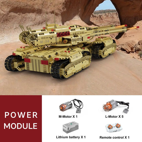 Ultra Realistic Remote Control Military Mammoth Tank Kit With 3296 Pieces, rechargeable RC tank with desert backdrop, power modules