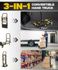 Versatile 3 In 1 Convertible Hand Truck Dolly Holds 600 Lbs Steady Expands Quick, shown in use transporting boxes.