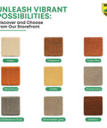 Premium Exterior Wood Stain And Sealer In One Semi Transparent Cedar Color Heavy Duty Formula color swatch display grid.