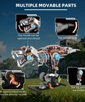 Mechanical T Rex Building Kit With Lights And Rotating Joints Dual Face Display Stand 730 Piece STEM Toy with movable parts