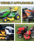 Four different models of riding lawn mowers showing compatibility for Two Pack 15x6-6 Tire And Wheel Assembly.
