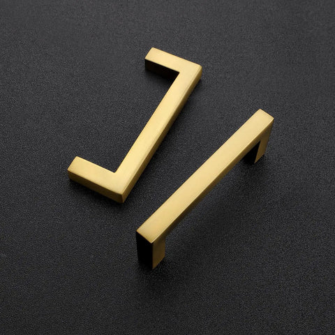 Slim 3 Inch Center to Center Brushed Brass Cabinet Handles 30 Pack Solid Square Bar Drawer Pulls for Kitchen Cabinets