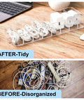 2 Pack Cable Organizer Box With 20 Wire Ties Clear Desk Drawer Storage, tidy cables vs tangled wires on wooden desk