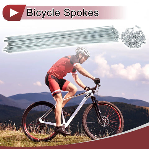 Image of 36 Pack 13G Bicycle Spokes 291mm Silver Galvanized Carbon Steel Set For Wheel Build And Repairs, 2.2mm Diameter, 4.5mm Elbow.