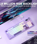 Slick Wireless Mechanical Gaming Keyboard With Smart Lcd Screen showcasing 16.8 million RGB backlight options and adjustment knobs.