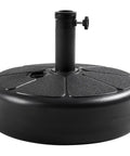 22L Round Water And Sand Filled Umbrella Base Stand with Anti Slip Bottom, Black, Built In Handle, For Outdoor Use, Lawn, and Garden