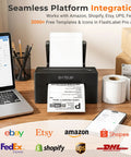 Bluetooth Thermal Shipping Label Printer 4x6 Inch, 203 DPI, Inkless For Small Business, Works With iPhone Android Windows Mac Chromebook Via USB, Print Fast And Easy, Save Every First Label