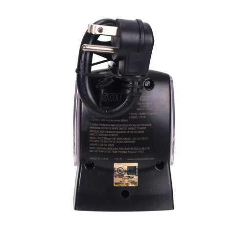 Heavy Duty Outdoor Digital Plug And Play Timer With 15 Amp Capacity and wired plug for easy installation.