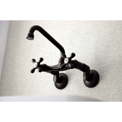 Victorian Style Two Handle Wall Mount Kitchen Faucet in Oil Rubbed Bronze, 7 Inch, Adjustable Center to Center 3.5 to 8.5 Inches