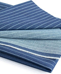 Heavyweight Dope 12.4 Oz Raw Denim Fabric With Dark Blue Stripe 63 Inch Wide 100 Percent Cotton Non Stretch For Jeans Jackets And DIY Sewing Three Yard Pre Cut folded on a white background.