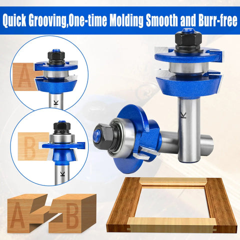 Two Piece Shaker Style Rail And Stile Router Bit Set With Half Inch Shank for precise shaker doors raised panel cuts