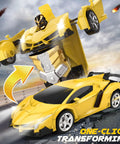 Transforming Remote Control Car For Kids switching from car to robot, yellow design, Two Point Four GHz, Fast Response RC Car with 50 Meter Range