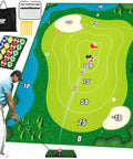 Man playing with Chipping Golf Practice Mats Set with Sticky Balls for Indoor and Outdoor Play Mega Sized 70.8 x 47.25 inch mat.