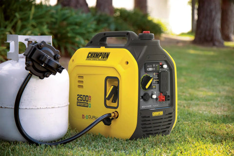2500 Watt Dual Fuel Portable Inverter Generator With Quiet Technology And CO Shield Gas Or Propane Powered on grass