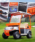 Heavy Duty Electric Golf Cart For Adults With 1800W Motor And 60V Battery Featuring Fixed Canopy weather guard with LED headlights.