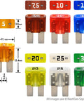 120 Piece Auto Fuse Kit With 119 Blade Fuses And Color Coded Housings Plus Fuse Puller Includes 5A 7.5A 10A 15A 20A 25A 30A