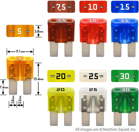 120 Piece Auto Fuse Kit With 119 Blade Fuses And Color Coded Housings Plus Fuse Puller Includes 5A 7.5A 10A 15A 20A 25A 30A