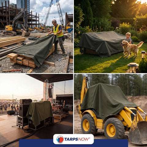 10x12 Ft Fire Retardant Canvas Tarp With Brass Grommets 27 Mil Industrial Grade Heavy Duty Tarp covering materials and equipment