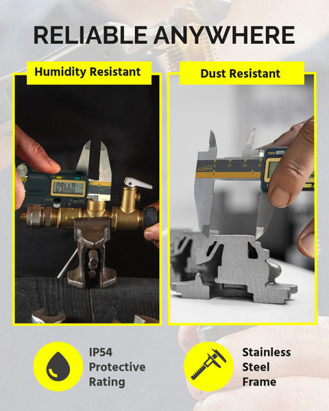 Absolute Origin 0 To 6 Inch Internal Slot Digital Caliper With IP54 Stainless Steel Body showing humidity and dust resistance