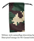 Top Shelf M1 Garand Care Kit Featuring Bronze Wrench And Gas Cylinder Screw With Multi Tool Oiler And Brass Chamber Brushes To Keep Your Iron Runnin Smooth Daily in military camouflage bag.