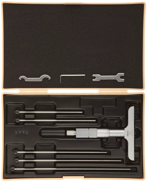 Vernier Depth Gauge Workhorse With Interchangeable Rods Micrometer Type 0 to 150mm Range 0.01mm Graduation includes case