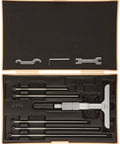 Vernier Depth Gauge With Interchangeable Rods, Micrometer Style Precision Tool For Depth Measurements Up To Fifty Millimeters, 0.01 Millimeter Graduation, 0.0027 Millimeter Accuracy, Includes Two Rods And Compact Base.