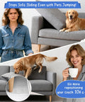 Clear Non Slip Couch Stoppers 2 Pack 9 Inch Universal Furniture Spacers prevent sofa sliding with pets and lock in place.