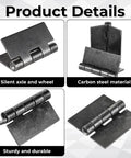 Close-up of Six Pack 3 Inch Weld On Steel Butt Hinges Heavy Duty Rust Resistant Weldable Hinge Set showcasing sturdy carbon steel material
