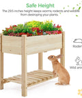 Raised Garden Bed With Legs And Storage Shelf For Backyard Patio Or Balcony Wooden Elevated Planter Box 34 by 18 by 30 inches