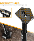 Close-up of Adjustable Dirt Bike Kickstand With Three Level Height And 15mm Per Level Tilt For Beta RR 2T And XTrainer 250, black color.