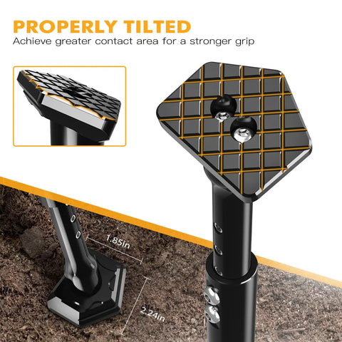 Close-up of Adjustable Dirt Bike Kickstand With Three Level Height And 15mm Per Level Tilt For Beta RR 2T And XTrainer 250, black color.