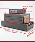Premium 220V Shrink Tunnel Packaging Machine Heat Shrink Wrapper dimensions 43.3in x 25.2in x 30.7in for large products.