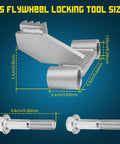 Chelhead LS flywheel locking tool, silver metal with 8.8 bolts, for LS1–LS6/LSX engines.