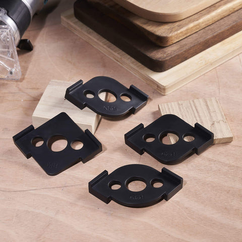 Radius Jig Router Templates 4 Pack With 8 Radius Sizes For Woodworking, Corner Radius Routing Templates shown on a wooden surface